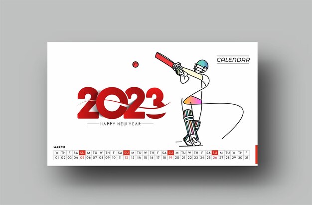 2023 March Calendar Happy New Year Design