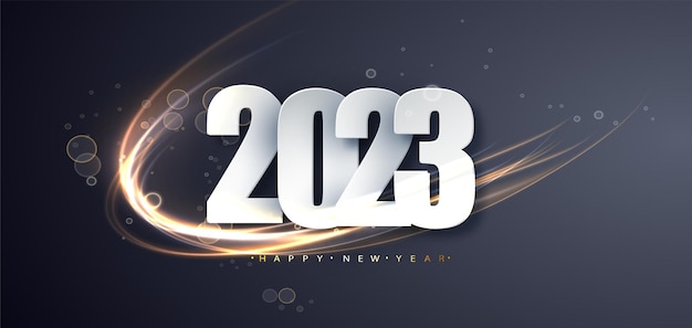 無料ベクター 2023 メリー クリスマスと新年あけましておめでとうございます抽象的な光沢のある波のデザイン要素