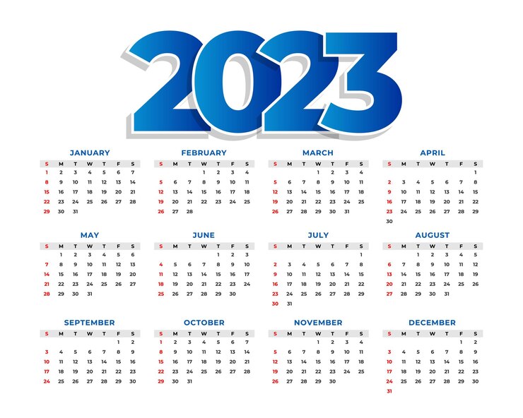 Free Vector 2023 new year calendar background in minimal style