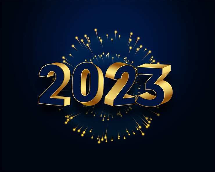 Free Vector 2023 new year celebration background with text space and firework design