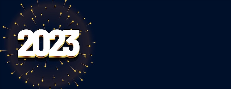 Free Vector 2023 new year celebration banner with text space and firework