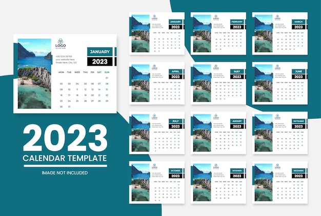 Modello di calendario pulito per il nuovo anno 2023