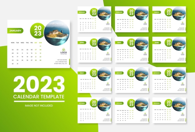 Vettore gratuito modello di calendario pulito per il nuovo anno 2023