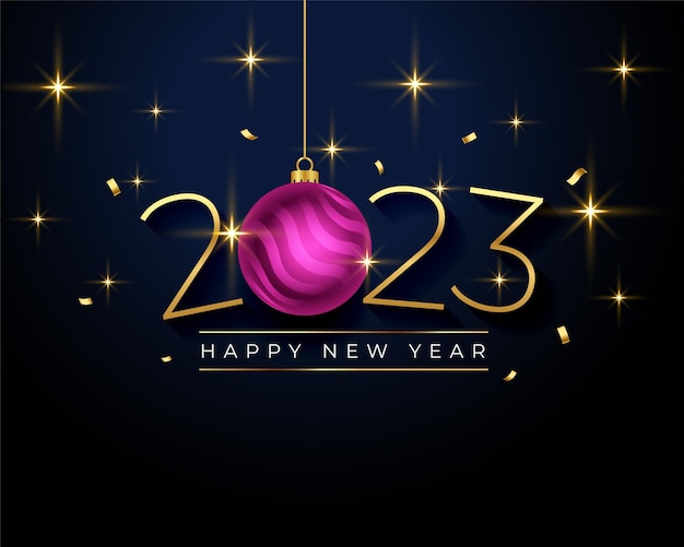 2023 new year eve background with christmas bauble and confetti design