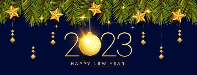 Бесплатное векторное изображение Баннер в канун нового года 2023 с рождественским украшением