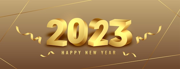 Vettore gratuito banner del festival di capodanno 2023 con decorazione di coriandoli