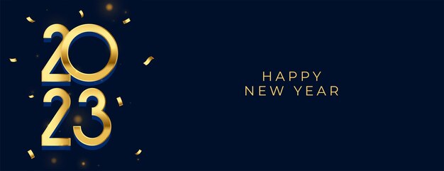 Free vector 2023 new year festival banner with with golden confetti