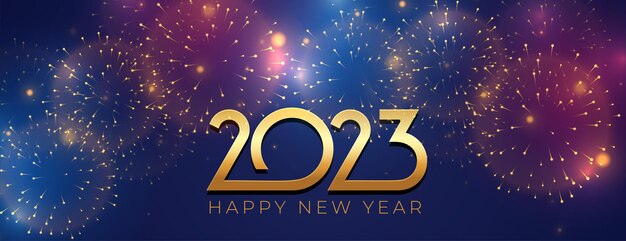 Free vector 2023 new year grand celebration banner with firework bursting