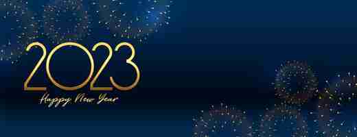 Free vector 2023 new year grand celebration banner with firework bursting