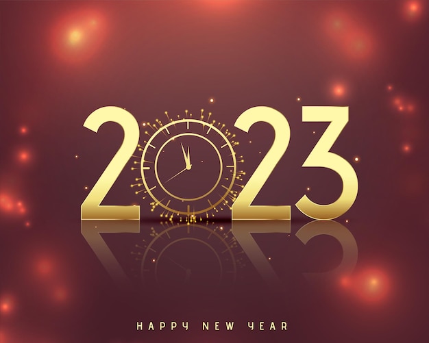 Free vector 2023 new year shiny background with golden clock