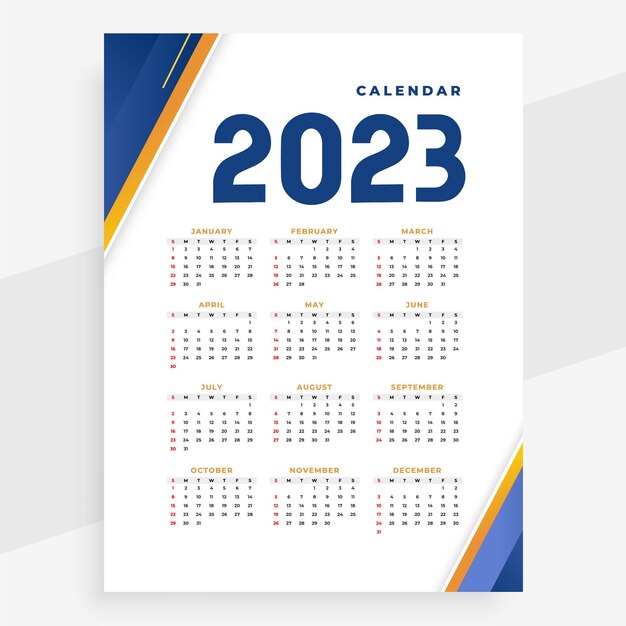 Макет бумажного календаря 2023 года в векторном стиле для печати