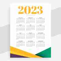 Vettore gratuito layout del calendario stampabile 2023 in stile pagina