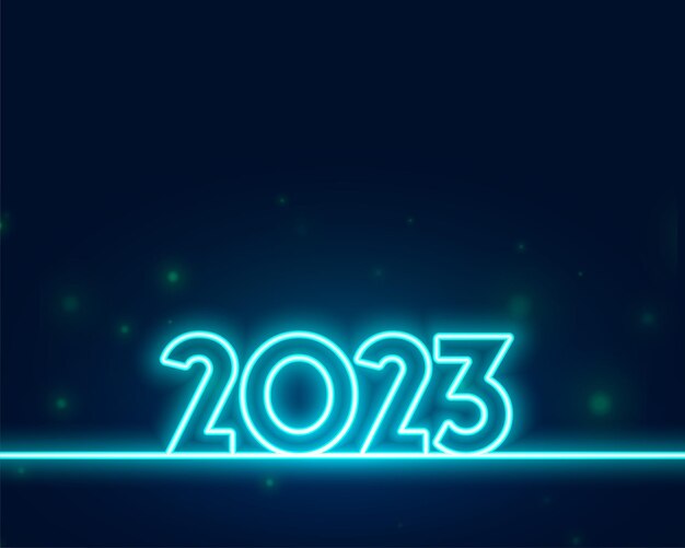 無料ベクター 新年イベント カードの輝くネオン スタイルの 2023年テキスト