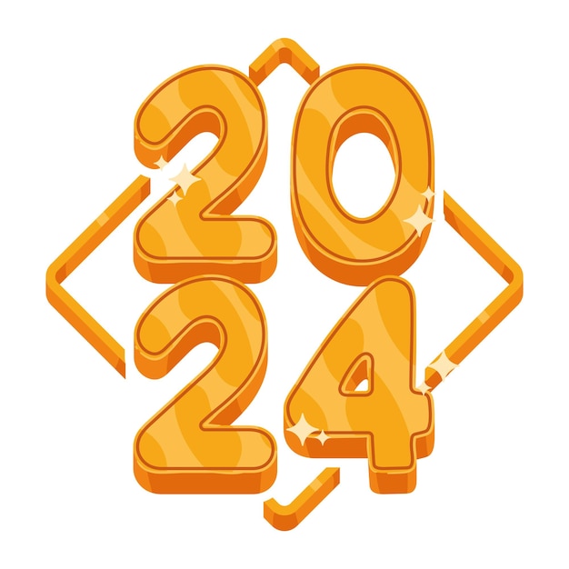 Бесплатное векторное изображение 2024 яркий стиль чисел изолированная иллюстрация