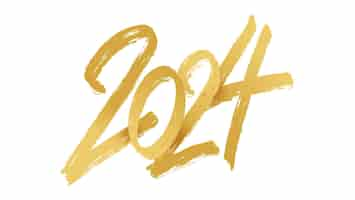 Vettore gratuito 2024 scritte a mano spazzolate elemento calligrafico in oro disegno vacanze vettoriale