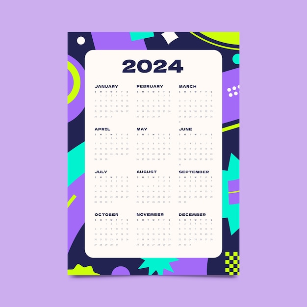 Free vector 2024 calendar