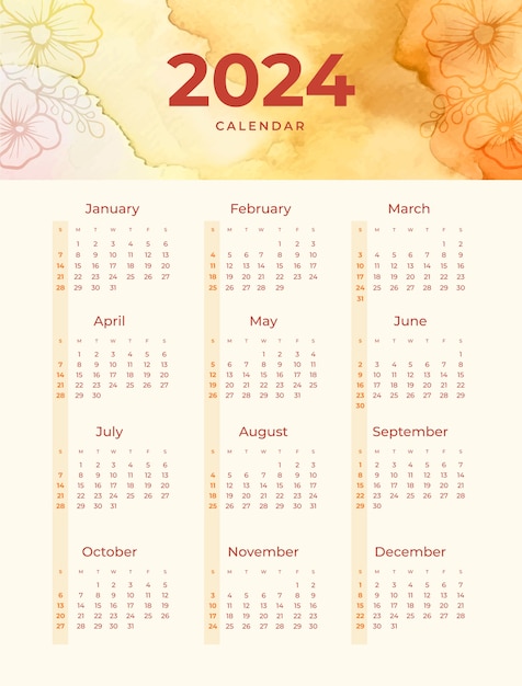 Vettore gratuito calendario 2024