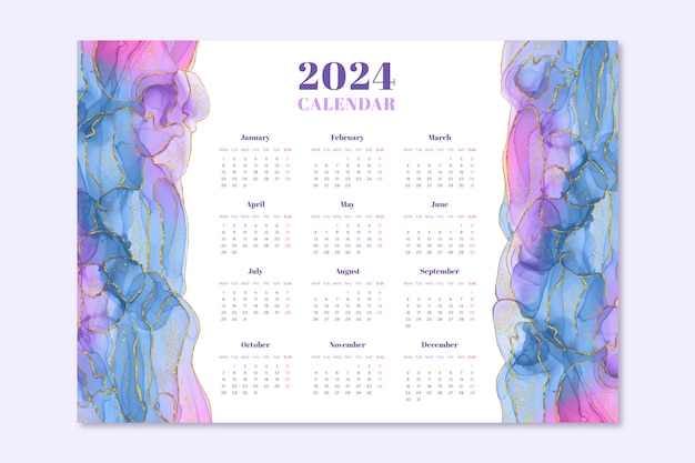 Бесплатное векторное изображение Календарь 2024 года