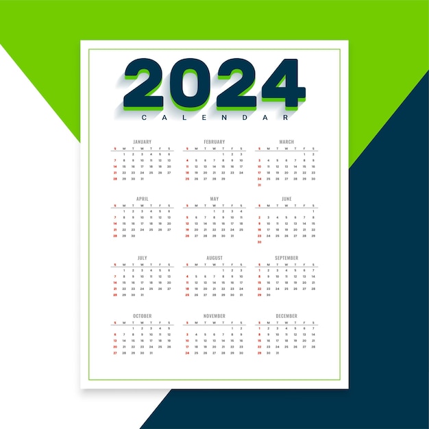 Free vector 2024 event planner calendar layout full page printable design vector