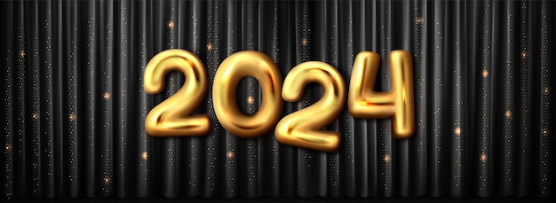 Бесплатное векторное изображение 2024 золотой новый год 3d векторный дизайн фона