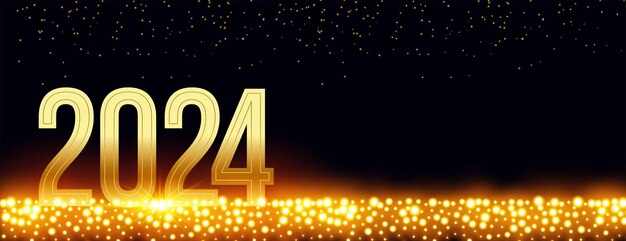 스파클 효과 벡터가 포함된 2024 골든 텍스트 새해 휴일 벽지