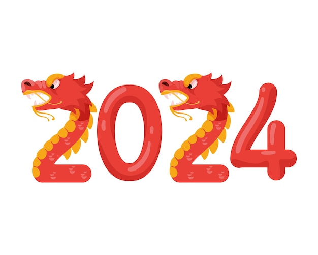 Free vector 2024 new year chinese isolated illustration