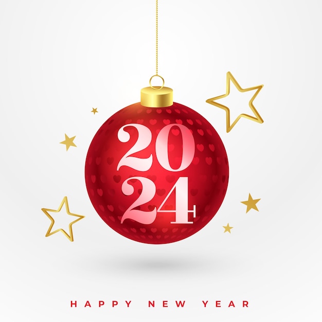 Free vector 2024 new year eve bauble background with golden star vector