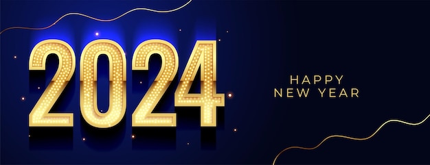 Free vector 2024 new year eve celebration banner with golden sparkling effect vector