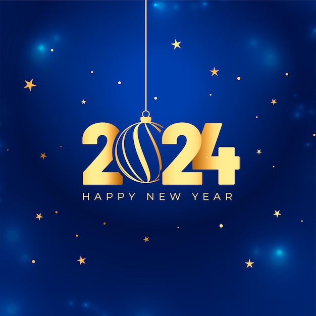 Free vector 2024 new year eve shiny background with hanging xmas bauble vector