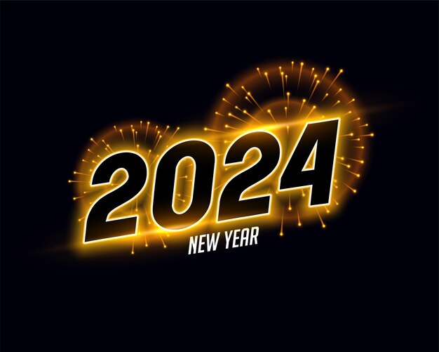 Free vector 2024 new year firework celebration background with shiny effect vector