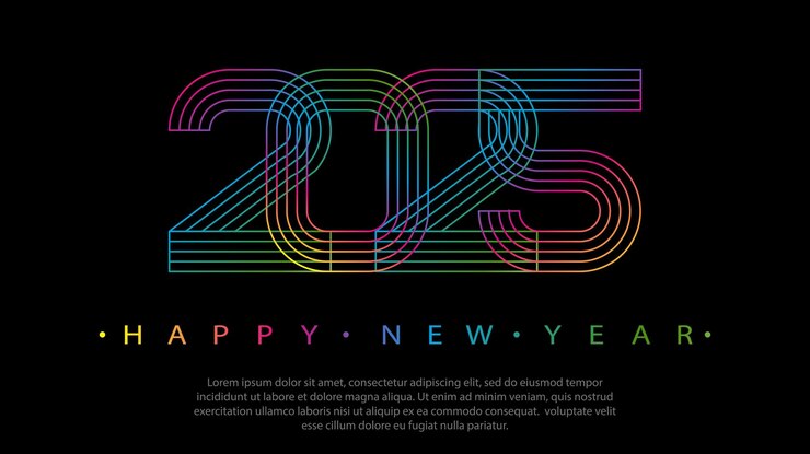 Free Vector 2025 happy new year greeting card minimalist vector illustration
