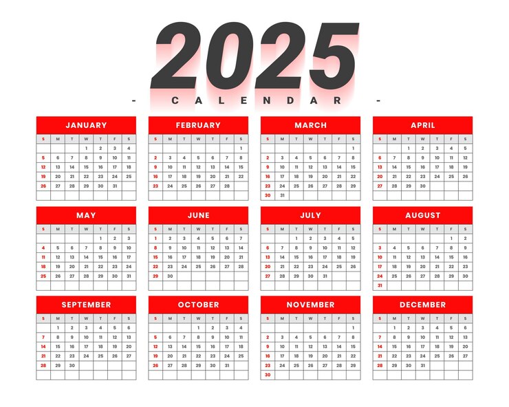 Free Vector 2025 new year calendar template organize event or task