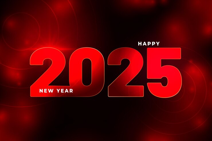 Free Vector 2025 new year eve red background for social media post