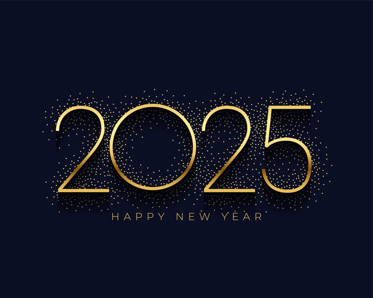 Free Vector 2025 new year event background with golden glitter effect
