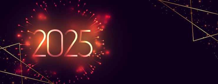 Free Vector 2025 new year firework wallpaper with text space
