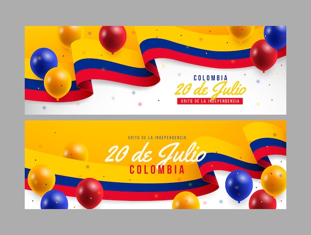 Free vector 20th of july realistic banners