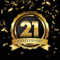 Free vector 21 anniversary background with golden elements