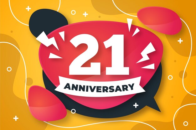 グラデーション要素と21周年の背景