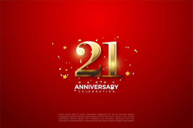 Premium Vector 21st Anniversary Background With Shiny Gold Numbers On Red Background