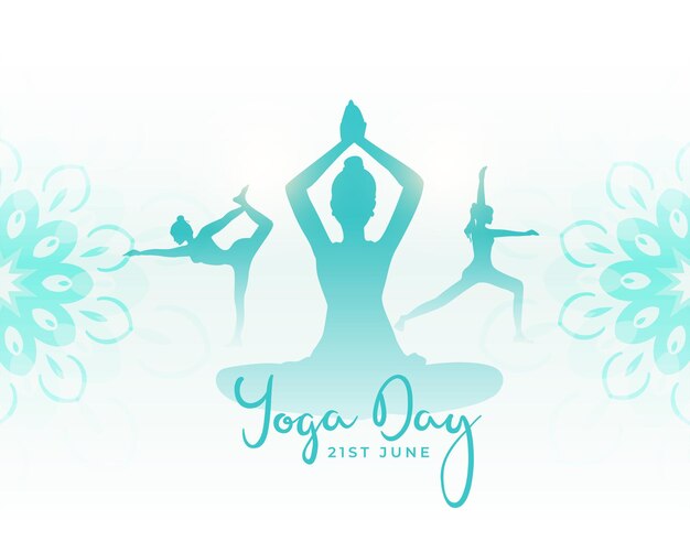 Free Vector 21st june yoga day celebration background for meditation
