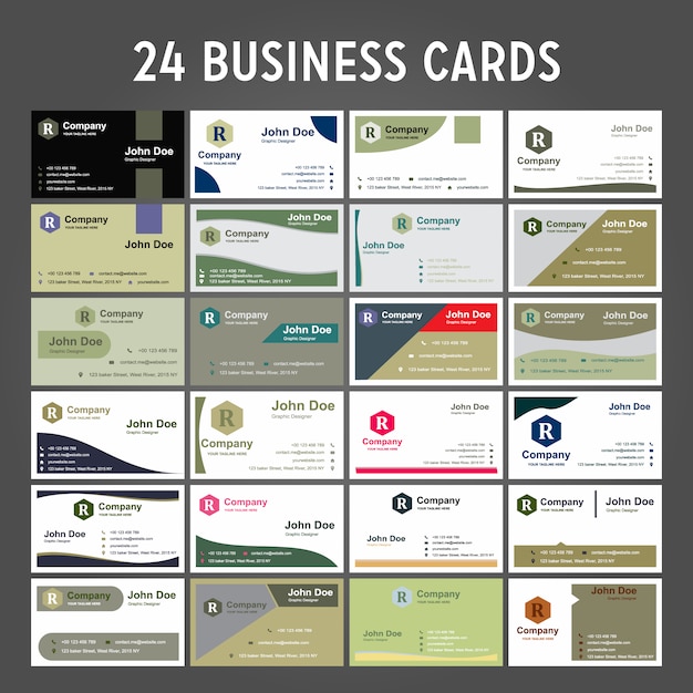 Free vector 24 business card pack