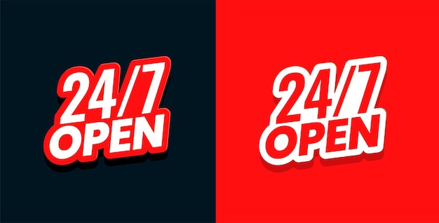 Vettore gratuito servizio aperto 24 ore su 24 modello di adesivo rosso vettore di promozione aziendale