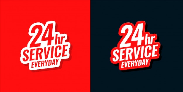 24時間サービス日常コンセプトステッカーデザイン