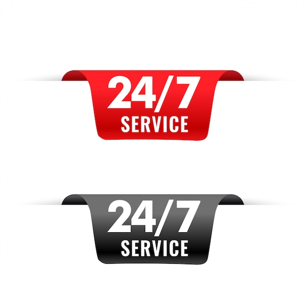 24 Hour Service Ribbons Tag In 3d Style