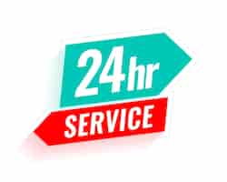 Free vector 24 hours everyday open service label with arrow