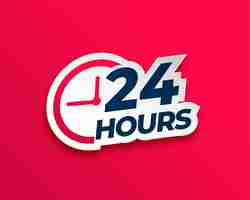 Free vector 24 hours everyday service concept sticker with clock sign