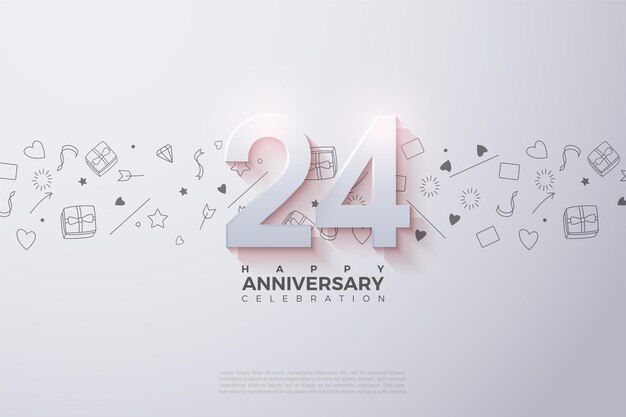 Premium Vector 24th Anniversary With Gold Ribbon Drop Illustration