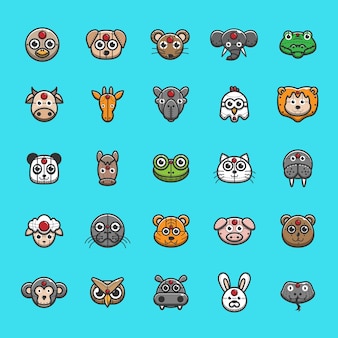 25 animal head cyborg icon, animal robot bundle