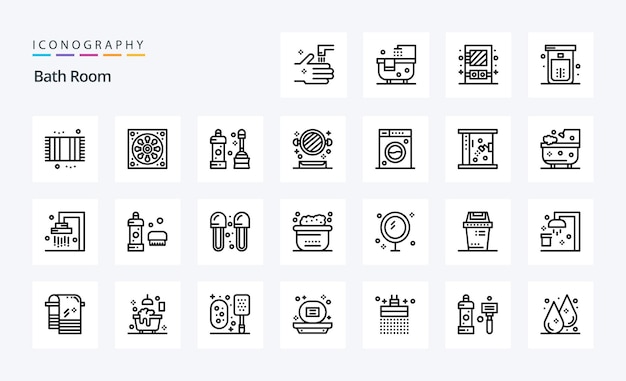 25 Bath Room Line icon pack Vector icons illustration