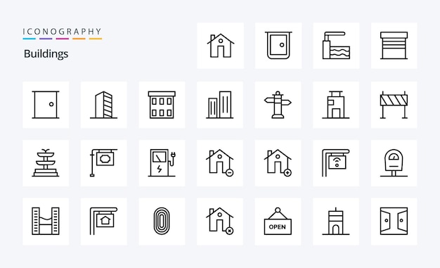 Набор иконок 25 Buildings Line